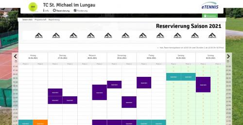 Saison 2021 - Platzreservierung